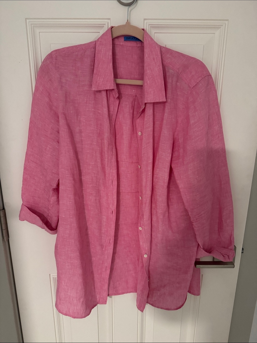 J. McLaughlin Pink Linen Button-Front Blouse